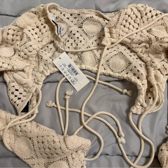 Andrea Iyamah Hira Cream Crochet Top - Picture 4 of 6